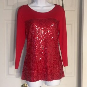 NWT Calvin Klein Holiday Red Sparkling Top - M